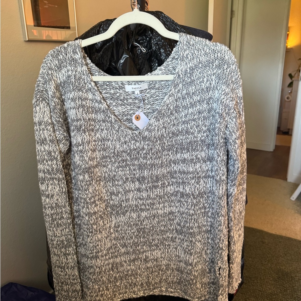 Talula Gray Marled V-Neck Sweater